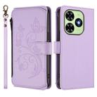 For Tecno Spark GO 2024 4G / 20 4G Butterfly Love Flower Multi-card Zipper Wallet Leather Phone Case(Light Purple) - 2