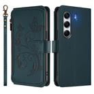 For Tecno Camon 40 Pro 4G Butterfly Love Flower Multi-card Zipper Wallet Leather Phone Case(Dark Green) - 2