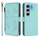 For Tecno Camon 40 Pro 4G Butterfly Love Flower Multi-card Zipper Wallet Leather Phone Case(Mint Green) - 2