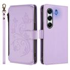 For Tecno Camon 40 Pro 4G Butterfly Love Flower Multi-card Zipper Wallet Leather Phone Case(Light Purple) - 2