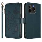 For BLU Bold K10 / G54 Butterfly Love Flower Multi-card Zipper Wallet Leather Phone Case(Dark Green) - 2