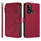 For BLU C9 Butterfly Love Flower Multi-card Zipper Wallet Leather Phone Case(Wine Red) - 2