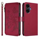 For BLU G64 Butterfly Love Flower Multi-card Zipper Wallet Leather Phone Case(Wine Red) - 2