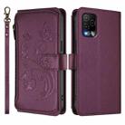 For BLU View 5 Pro Butterfly Love Flower Multi-card Zipper Wallet Leather Phone Case(Dark Purple) - 2