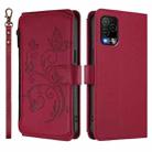 For BLU View 5 Pro Butterfly Love Flower Multi-card Zipper Wallet Leather Phone Case(Wine Red) - 2