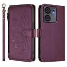 For BLU View 5 Butterfly Love Flower Multi-card Zipper Wallet Leather Phone Case(Dark Purple) - 2