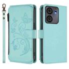 For BLU View 5 Butterfly Love Flower Multi-card Zipper Wallet Leather Phone Case(Mint Green) - 2