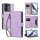 For BLU View 5 Butterfly Love Flower Multi-card Zipper Wallet Leather Phone Case(Light Purple) - 1