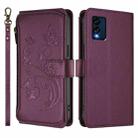 For BLU View Speed 5G B1550VL Butterfly Love Flower Multi-card Zipper Wallet Leather Phone Case(Dark Purple) - 2