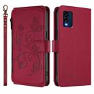 For BLU View Speed 5G B1550VL Butterfly Love Flower Multi-card Zipper Wallet Leather Phone Case(Wine Red) - 2