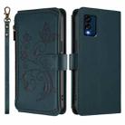 For BLU View Speed 5G B1550VL Butterfly Love Flower Multi-card Zipper Wallet Leather Phone Case(Dark Green) - 2