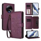 For BLU Bold K50 Butterfly Love Flower Multi-card Zipper Wallet Leather Phone Case(Dark Purple) - 1