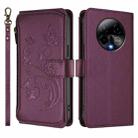 For BLU Bold K50 Butterfly Love Flower Multi-card Zipper Wallet Leather Phone Case(Dark Purple) - 2