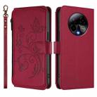 For BLU Bold K50 Butterfly Love Flower Multi-card Zipper Wallet Leather Phone Case(Wine Red) - 2