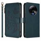 For BLU Bold K50 Butterfly Love Flower Multi-card Zipper Wallet Leather Phone Case(Dark Green) - 2