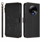 For BLU Bold K50 Butterfly Love Flower Multi-card Zipper Wallet Leather Phone Case(Black) - 2