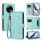 For BLU Bold K50 Butterfly Love Flower Multi-card Zipper Wallet Leather Phone Case(Mint Green) - 1