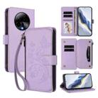 For BLU Bold K50 Butterfly Love Flower Multi-card Zipper Wallet Leather Phone Case(Light Purple) - 1
