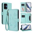 For Boost Mobile Celero 5G 2024 / 3 5G Butterfly Love Flower Multi-card Zipper Wallet Leather Phone Case(Mint Green) - 1