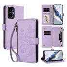 For Boost Mobile Celero 5G 2024 / 3 5G Butterfly Love Flower Multi-card Zipper Wallet Leather Phone Case(Light Purple) - 1