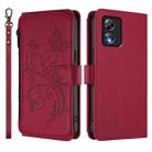 For Boost Mobile Celero 5G SC / SN339D Butterfly Love Flower Multi-card Zipper Wallet Leather Phone Case(Wine Red) - 2