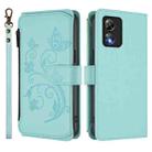 For Boost Mobile Celero 5G SC / SN339D Butterfly Love Flower Multi-card Zipper Wallet Leather Phone Case(Mint Green) - 2