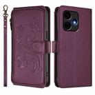 For Boost Mobile Celero 5G+ 2024 / 3+ 5G Butterfly Love Flower Multi-card Zipper Wallet Leather Phone Case(Dark Purple) - 2