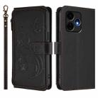 For Boost Mobile Celero 5G+ 2024 / 3+ 5G Butterfly Love Flower Multi-card Zipper Wallet Leather Phone Case(Black) - 2