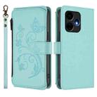 For Boost Mobile Celero 5G+ 2024 / 3+ 5G Butterfly Love Flower Multi-card Zipper Wallet Leather Phone Case(Mint Green) - 2