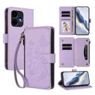 For Boost Mobile Celero 5G+ 2024 / 3+ 5G Butterfly Love Flower Multi-card Zipper Wallet Leather Phone Case(Light Purple) - 1
