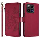 For Boost Mobile Summit 5G Butterfly Love Flower Multi-card Zipper Wallet Leather Phone Case(Wine Red) - 2