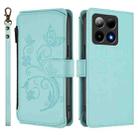 For Boost Mobile Summit 5G Butterfly Love Flower Multi-card Zipper Wallet Leather Phone Case(Mint Green) - 2