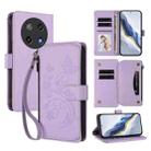For Coolpad C16 Butterfly Love Flower Multi-card Zipper Wallet Leather Phone Case(Light Purple) - 1