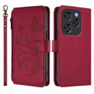 For Coolpad X100 Butterfly Love Flower Multi-card Zipper Wallet Leather Phone Case(Wine Red) - 2
