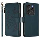 For Coolpad X100 Butterfly Love Flower Multi-card Zipper Wallet Leather Phone Case(Dark Green) - 2