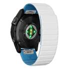 For Garmin 22mm xDfind Two Color Silicone Magnetic Watch Band(White Blue) - 2