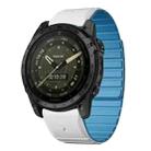 For Garmin 26mm xDfind Two Color Silicone Magnetic Watch Band(White Blue) - 1