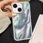 For iPhone 15 Plus 3 in 1 Diamond Lens Frame Quicksand Pattern Phone Case(Silver) - 1