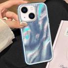 For iPhone 15 Plus 3 in 1 Diamond Lens Frame Quicksand Pattern Phone Case(Blue) - 1