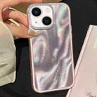 For iPhone 14 Plus 3 in 1 Diamond Lens Frame Quicksand Pattern Phone Case(Pink) - 1