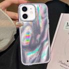 For iPhone 12 3 in 1 Diamond Lens Frame Quicksand Pattern Phone Case(Purple) - 1