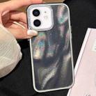 For iPhone 12 3 in 1 Diamond Lens Frame Quicksand Pattern Phone Case(Black) - 1