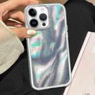 For iPhone 12 Pro Max 3 in 1 Diamond Lens Frame Quicksand Pattern Phone Case(Silver) - 1