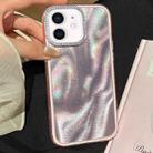 For iPhone 11 3 in 1 Diamond Lens Frame Quicksand Pattern Phone Case(Pink) - 1