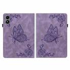 For Infinix Xpad 20 Butterfly Flower Embossed Leather Tablet Case(Purple) - 3