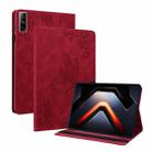 For Infinix Xpad GT Butterfly Flower Embossed Leather Tablet Case(Red) - 1