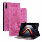 For Infinix Xpad GT Butterfly Rose Embossed Leather Tablet Case(Rose Red) - 1