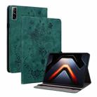 For Infinix Xpad GT Butterfly Rose Embossed Leather Tablet Case(Green) - 1