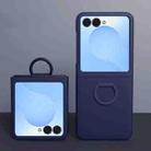 For Samsung Galaxy Z Flip7 5G Large Window Ring Holder Skin Feel PC Phone Case(Dark Blue) - 1