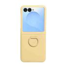 For Samsung Galaxy Z Flip7 5G Large Window Ring Holder Skin Feel PC Phone Case(Yellow) - 2